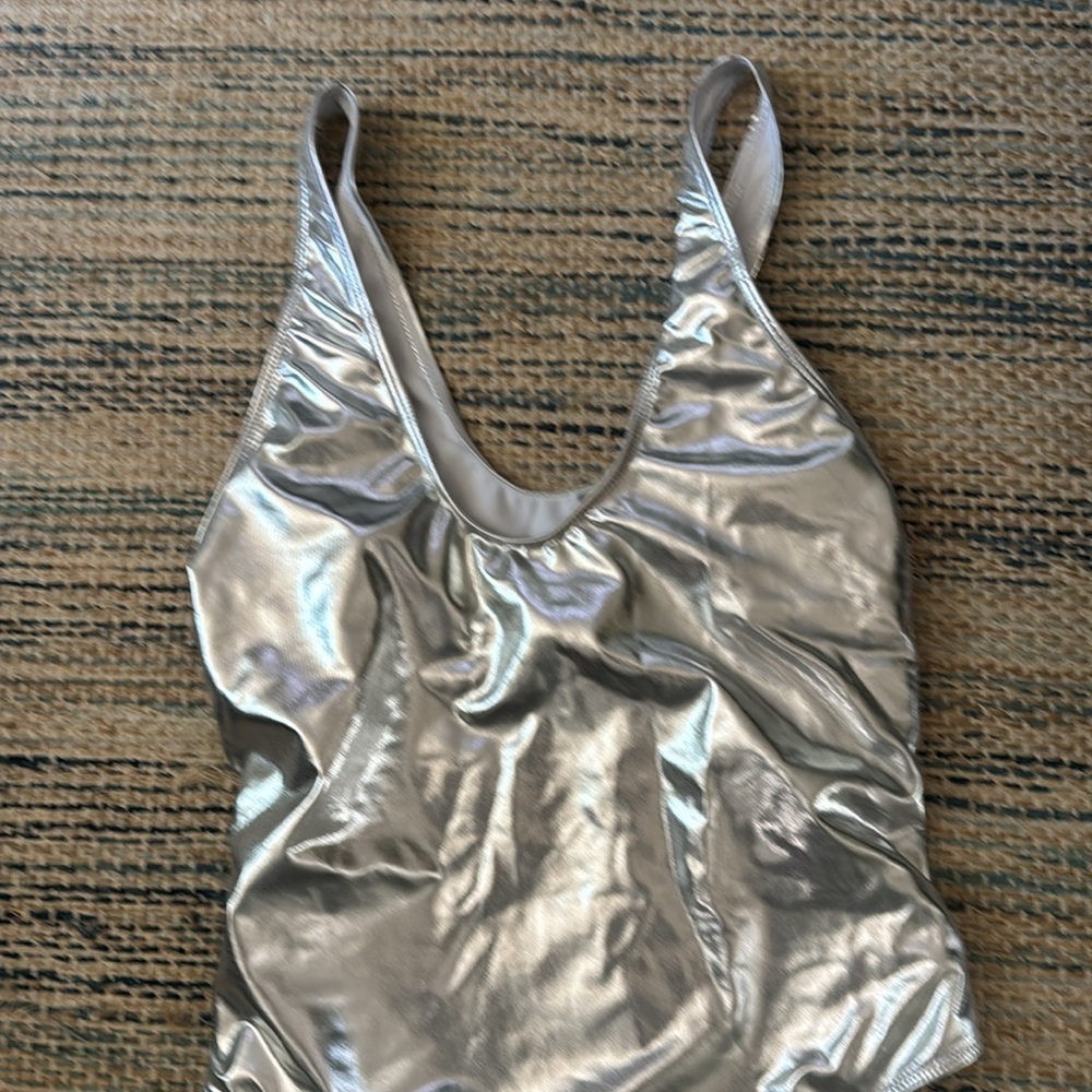 Shiny Silver Rave One-Piece - Picture 2 of 3